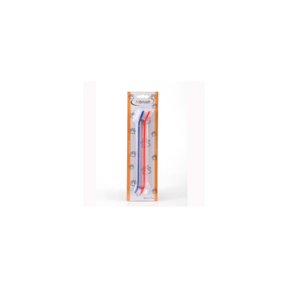 Cepillo Dental para Mascotas HTBRUSH Cuidado Bucal para Perros y Gatos - Azul y Rojo