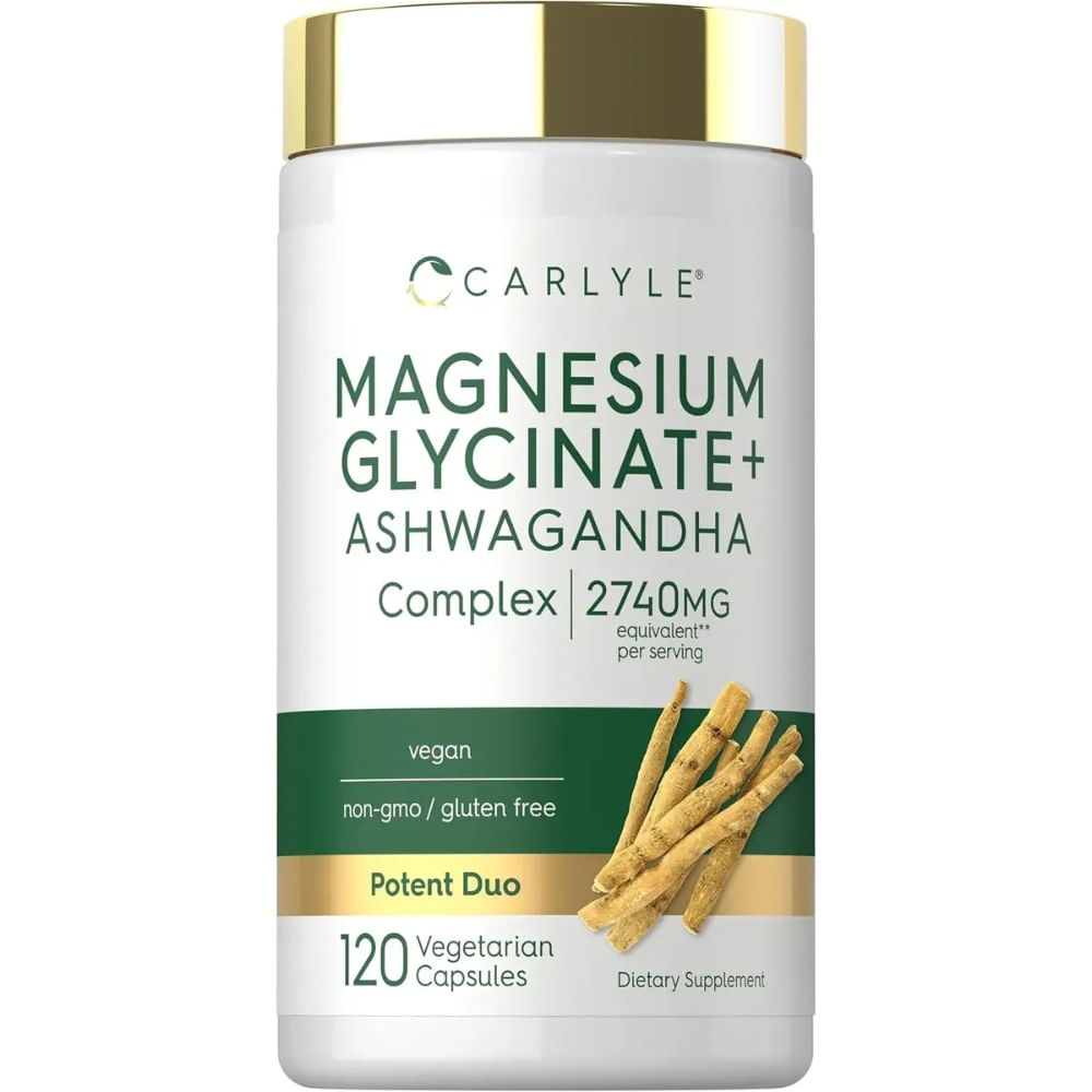 Magnesio Glicinato con Ashwagandha Carlyle Complejo de 2740 mg  120 cápsulas vegetarianas
