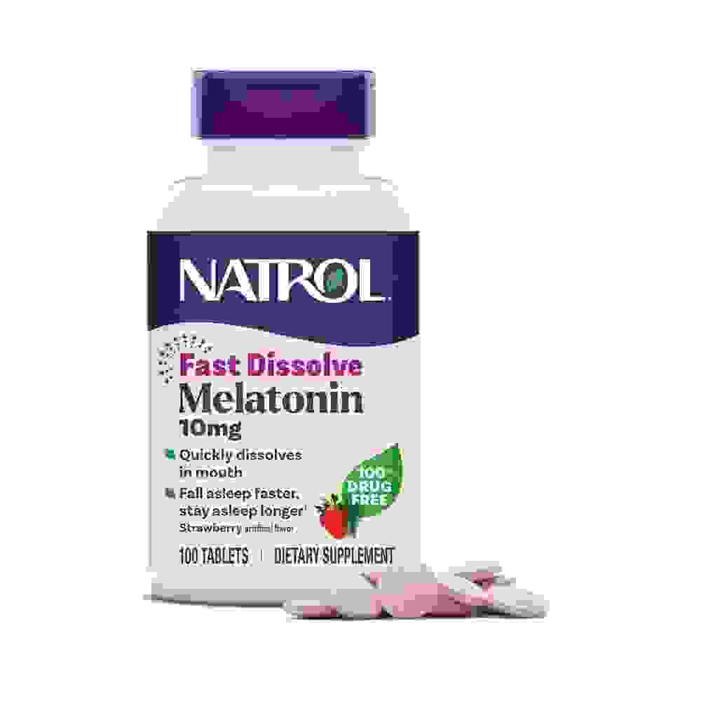 Natrol Melatonina 10 mg de disolución rápida sabor fresa  100 tabletas