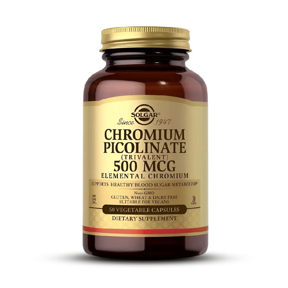 Picolinato de Cromo Solgar 500mcg - 60 Cápsulas