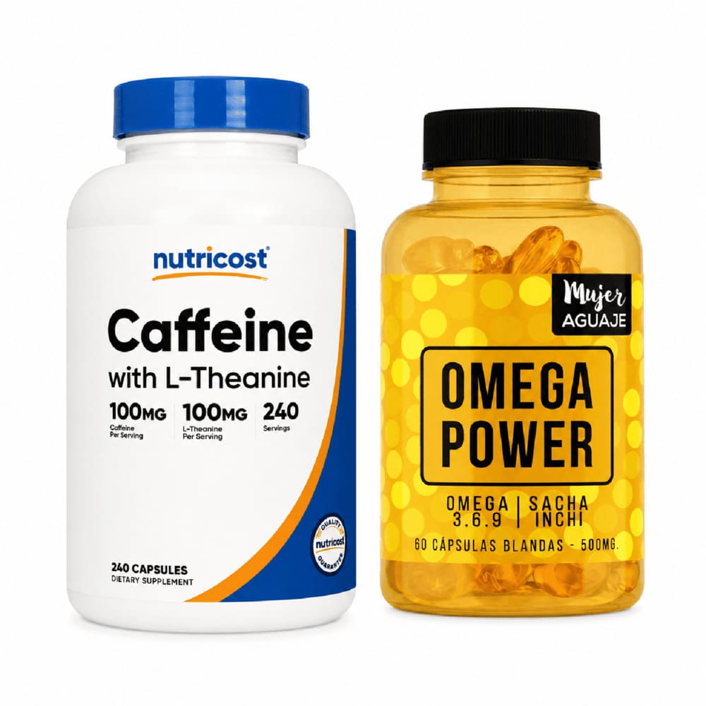 Pack Cafeína con L-Teanina y Omega Power 60 Cápsulas