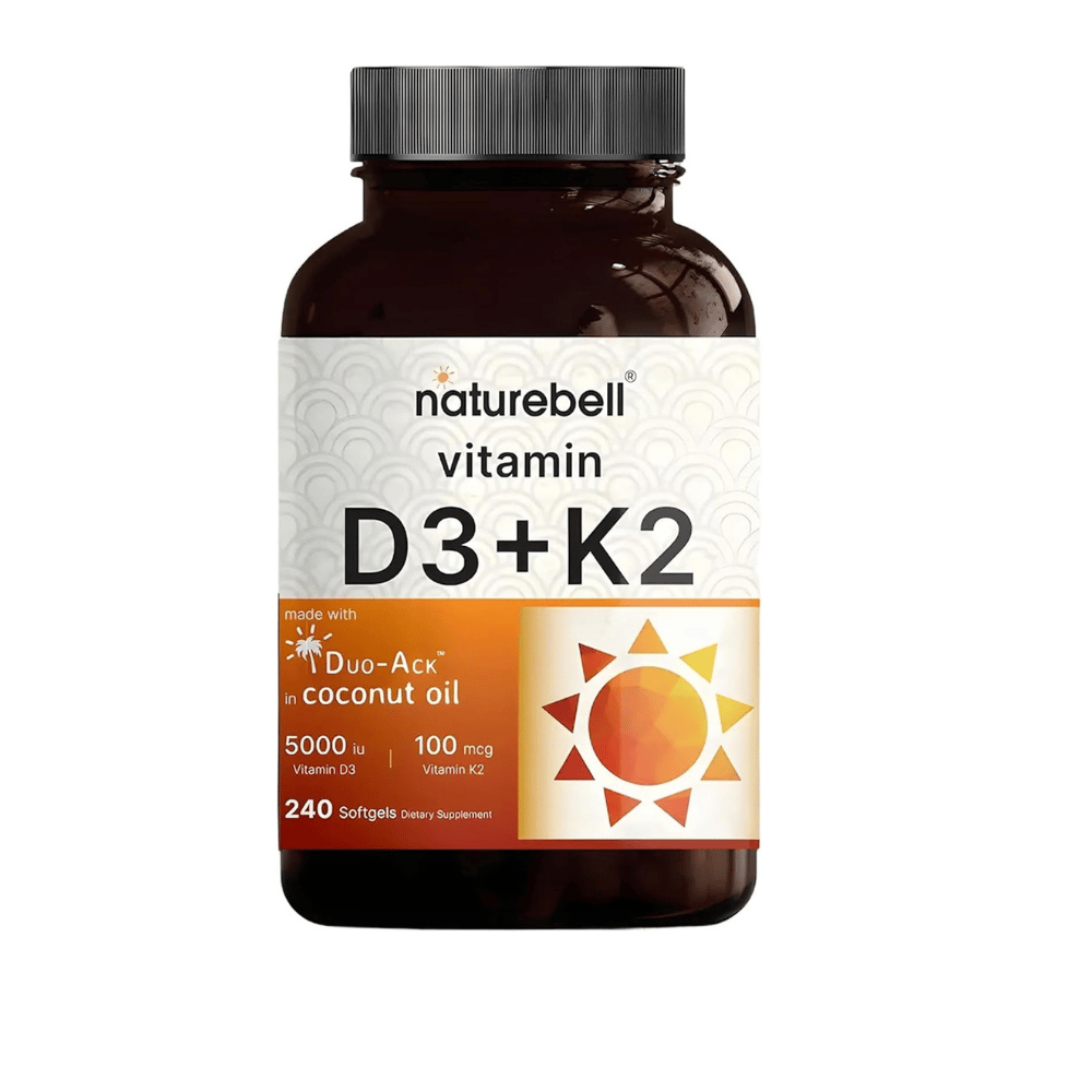Vitamina D3 5000 UI  K2 100 mcg con Aceite de Coco 240 Cápsulas Blandas
