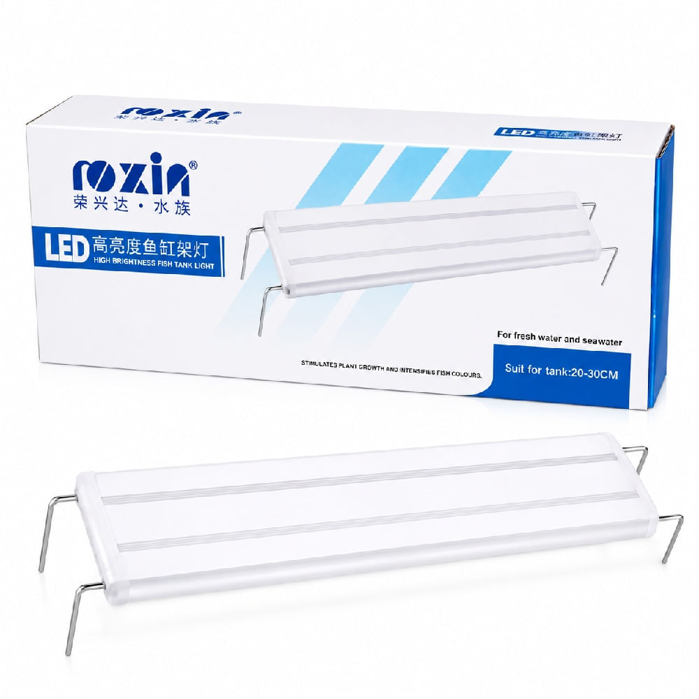 Luz Led Externa Para Peceras Y Acuarios Marca Roxin De 20 A 30 cm De Largo