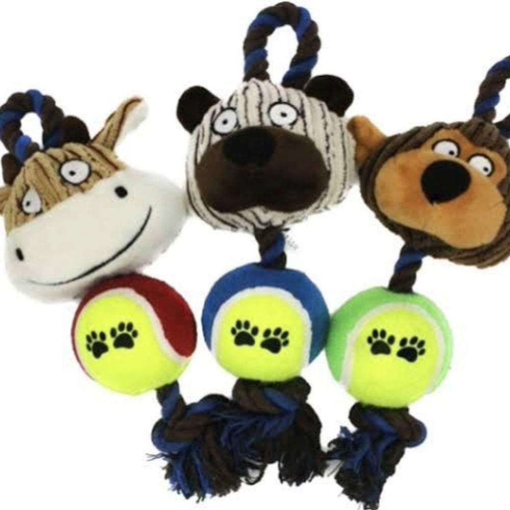 Juguete Mordedor para Perro con Cuerda - Pelota y Peluche