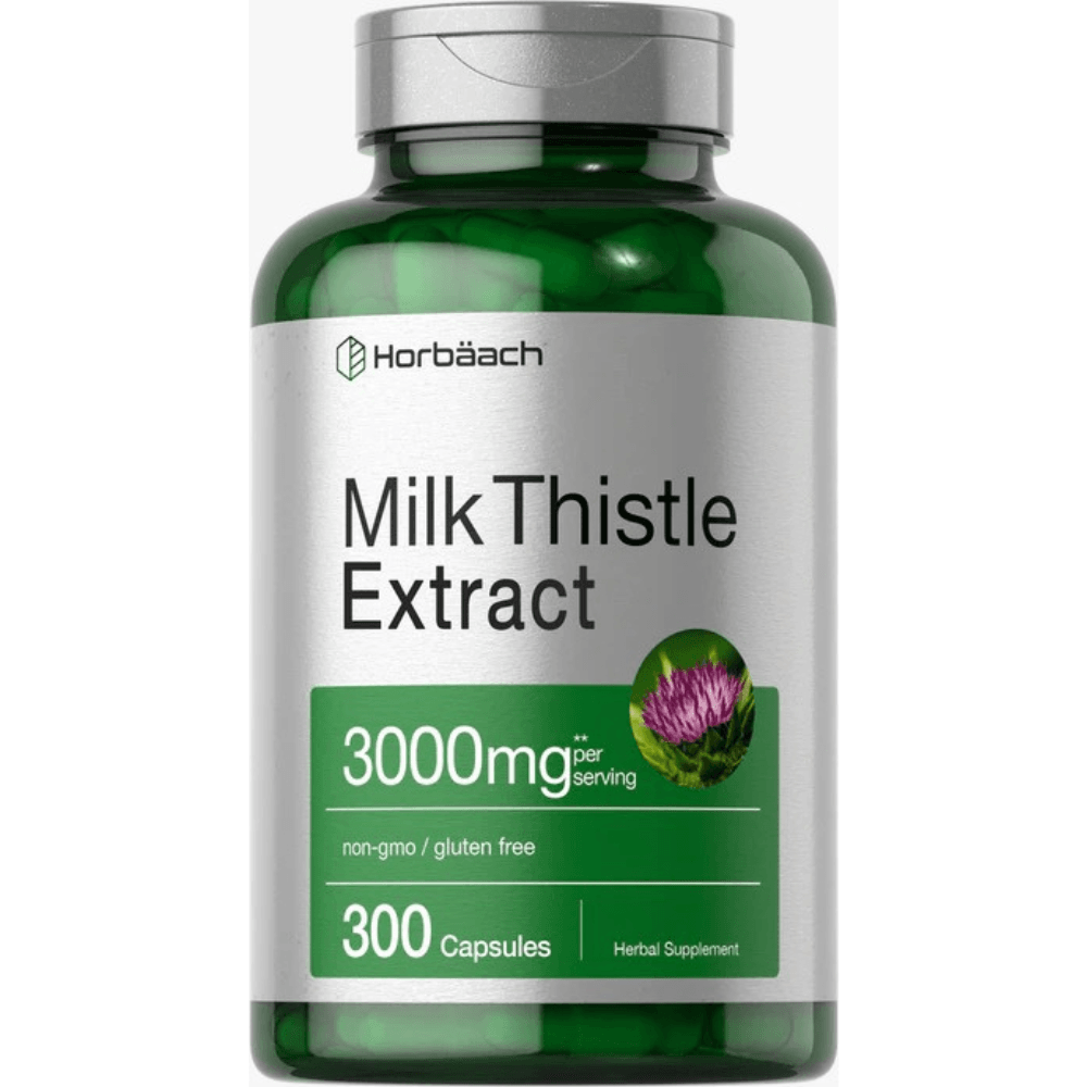 Milk Thistle Extract 3000 mg Horbaach  300 Cápsulas Extracto de Cardo Mariano de Alta Potencia
