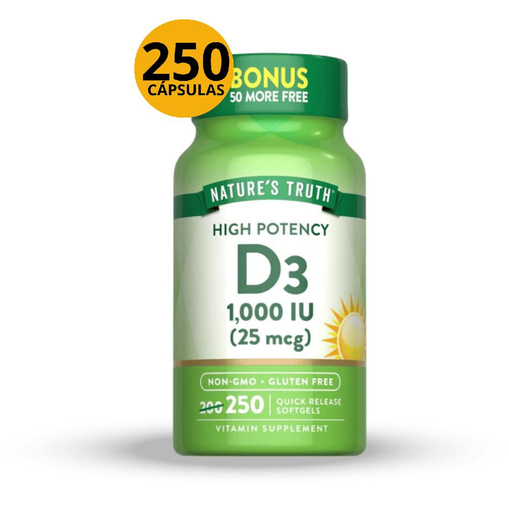 VITAMINA D3 1000IU 25MCG NATURE'S TRUTH FRASCO 250 CAPSULAS BLANDAS