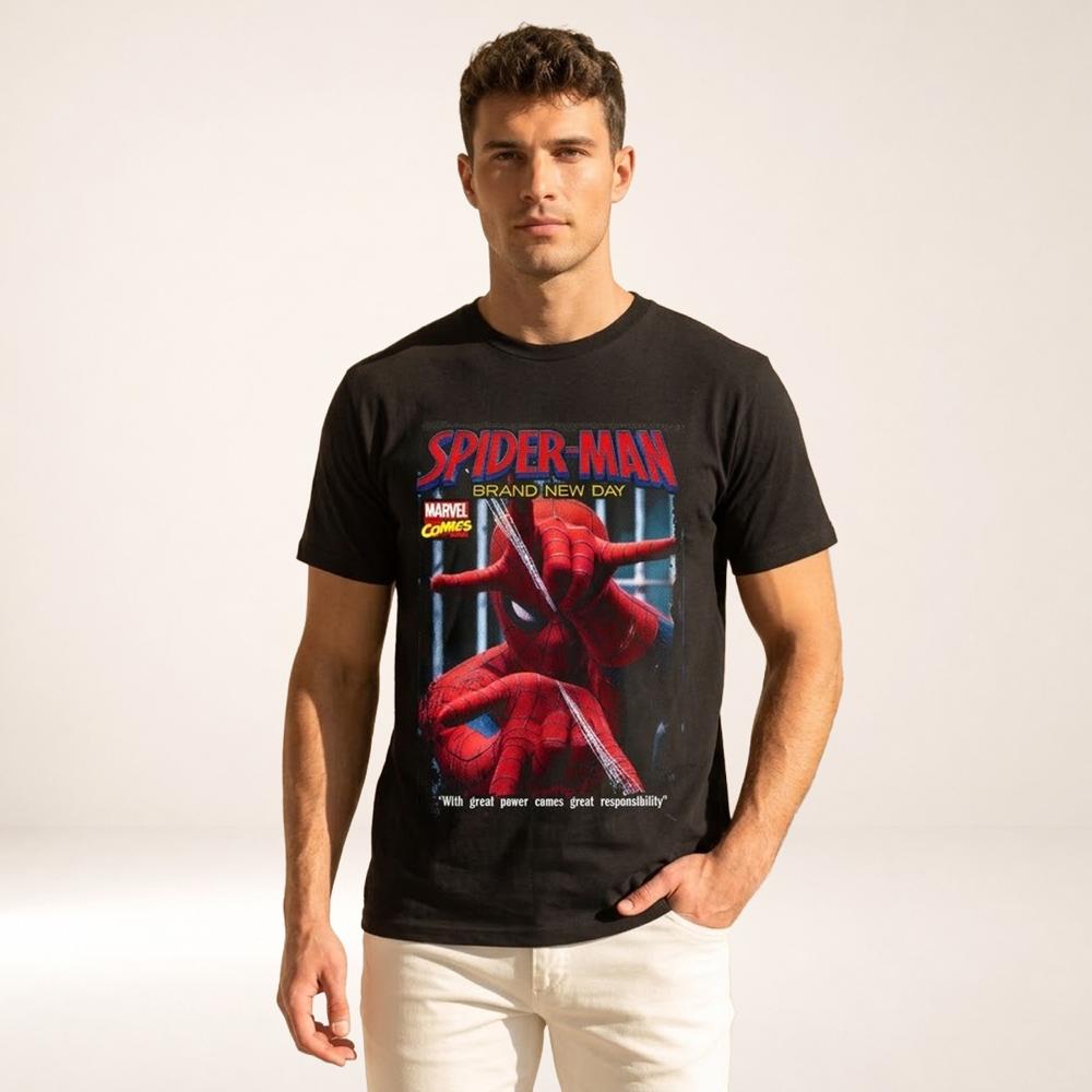Polo Spider-Man Urbano Premium para Fans Color Negro Talla XL
