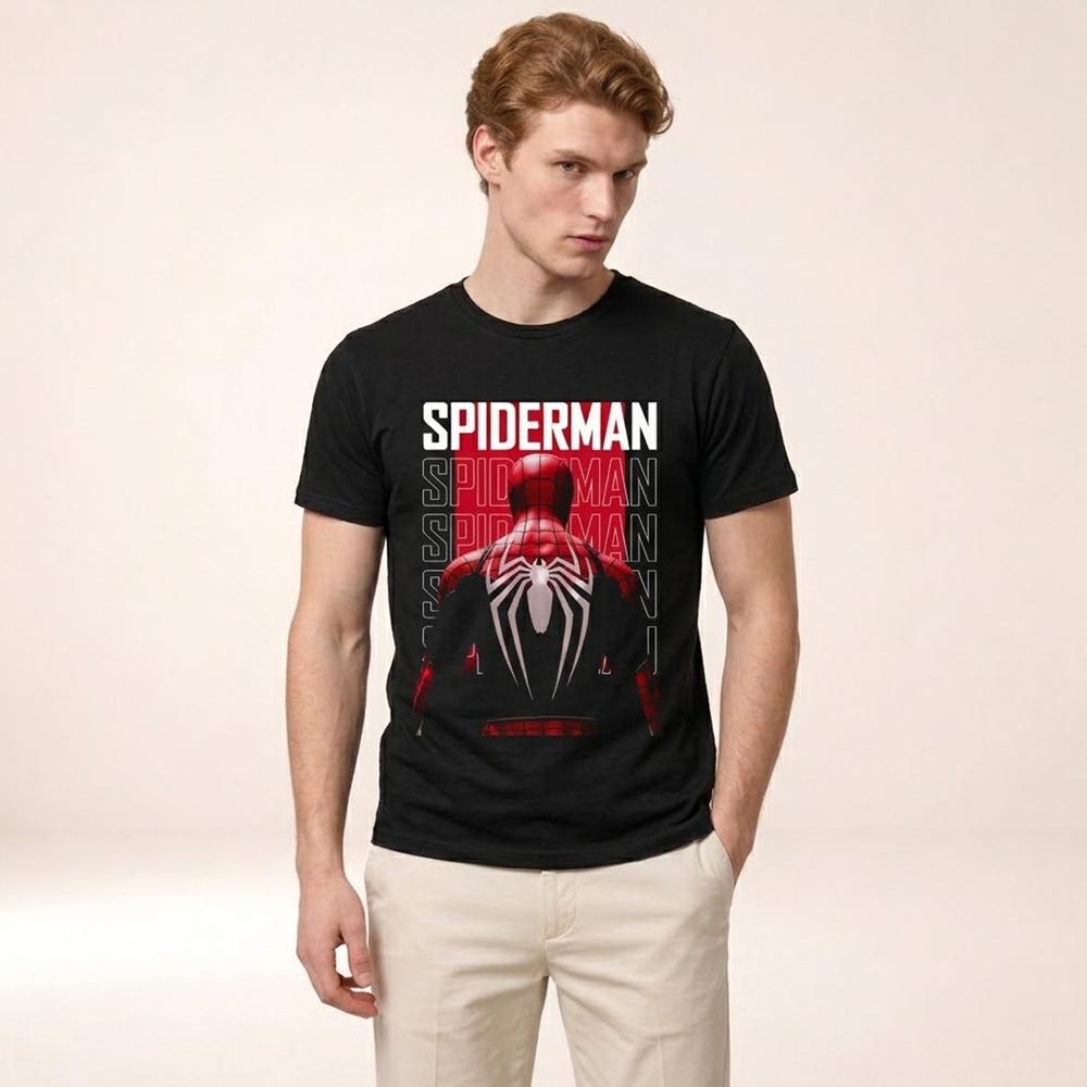 Polo Algodón Spiderman Diseño Nuevo Dia Exclusivo Color Negro Talla XL