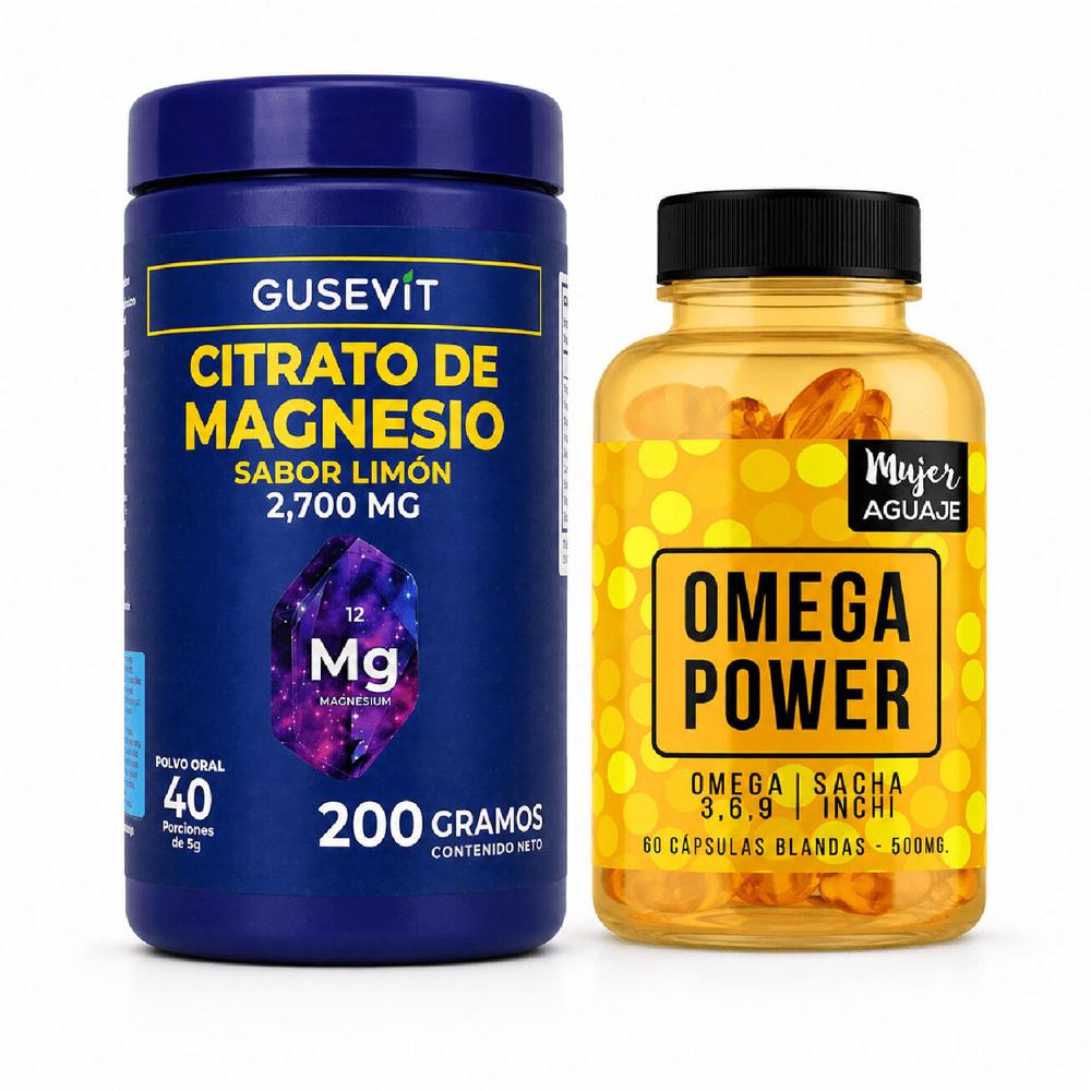 Pack Citrato de Magnesio 200 g y Omega Power 60 Caps