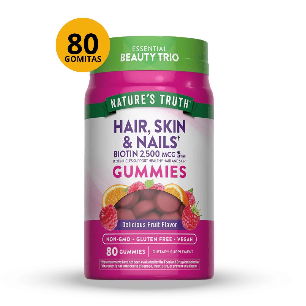 GOMITAS HAIR SKIN AND NAILS 80 GOMITAS NATURE'S TRUTH SABOR FRUTADO