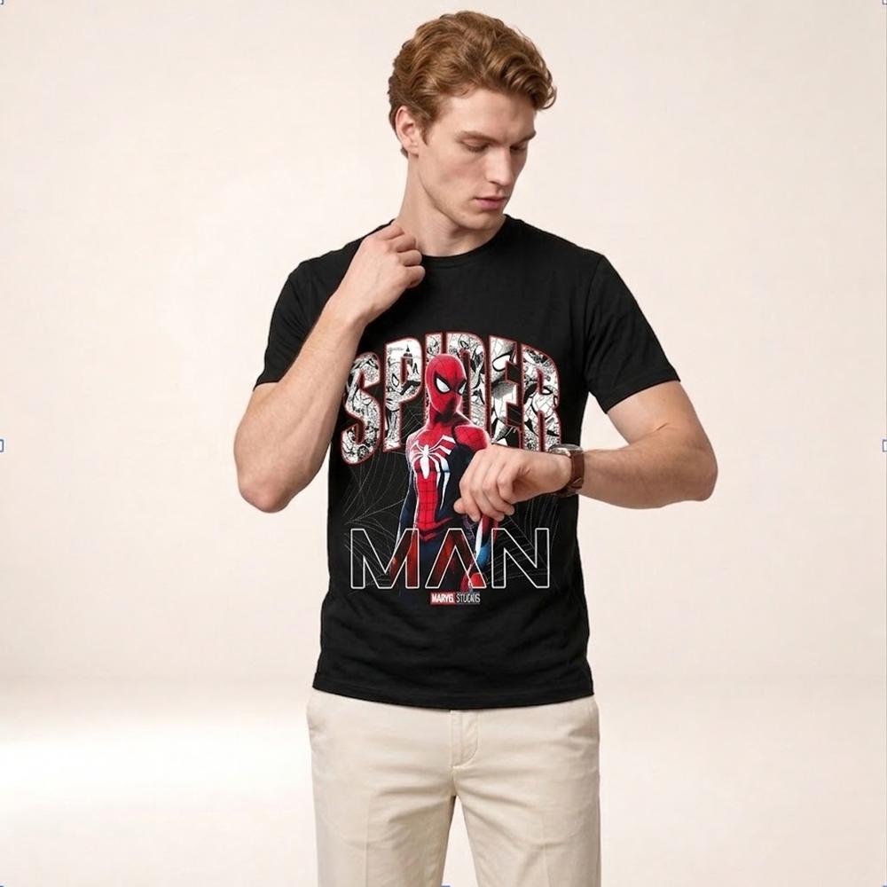 Polo Spider-Man Diseño Casual Ideal para Regalar Uso Casual Color Negro Talla S