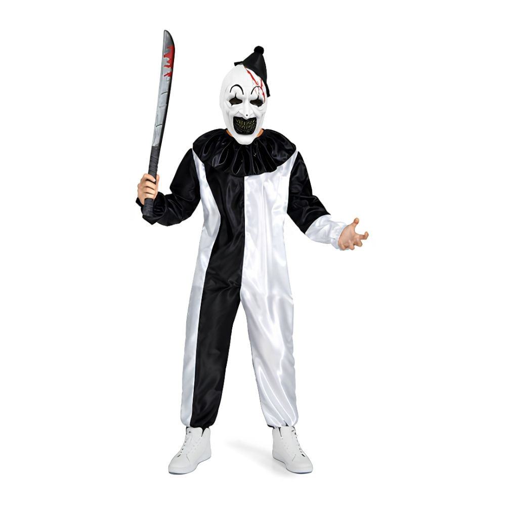 Disfraz Completo de Payaso Terror con Máscara y Accesorio Halloween Fiesta Talla S
