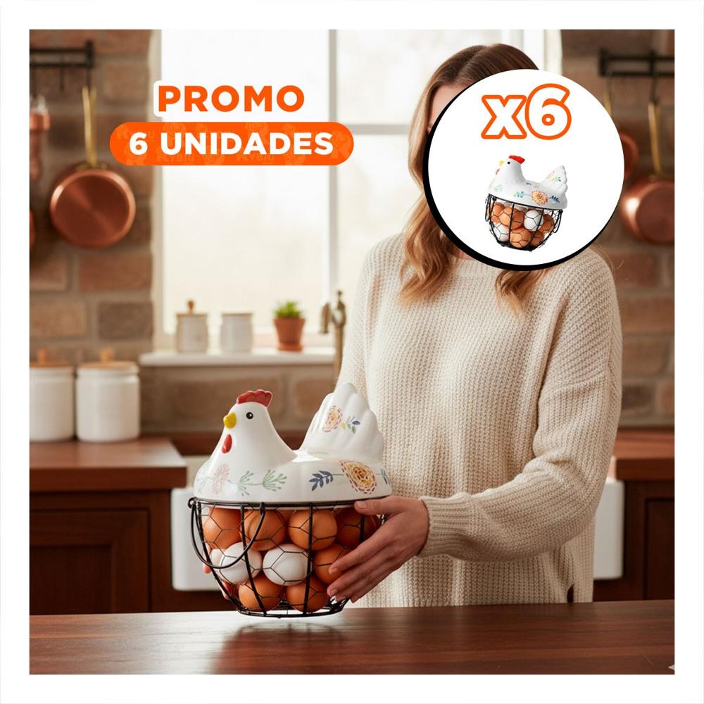 Pack6 Organizador de Gallina Ceramica Metal Blanco y Negro para Cocina Hogar YPapel Regalo
