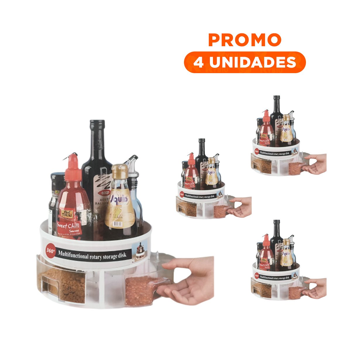 Pack4 Sistema Giratorio 360 Grados Compacto de 2 Niveles Blanco YRegalo Sticker