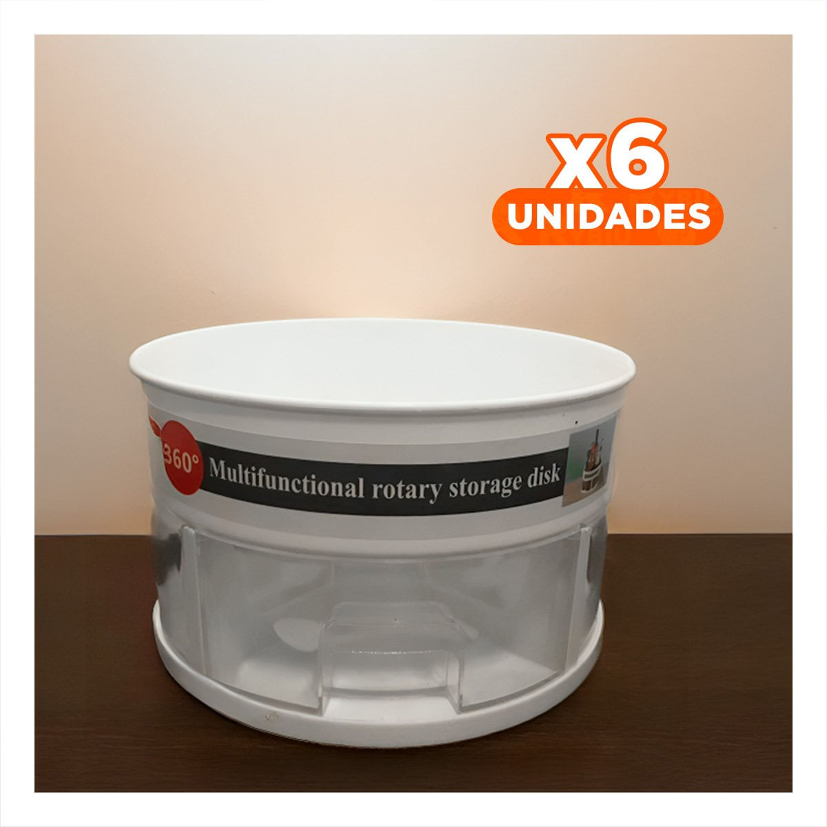 Pack6 Plataforma Giratoria 360 Grados Funcional de 2 Niveles Blanco YRegalo Sticker