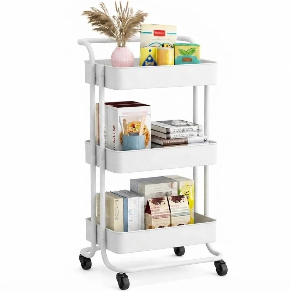 Carrito Organizador Multiuso 3 Niveles Con Ruedas Blanco.
