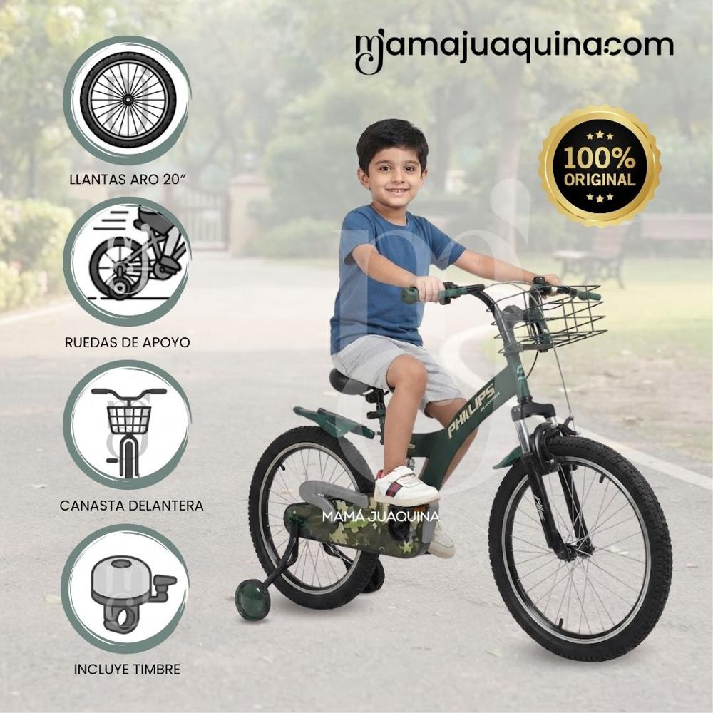 Bicicleta Para Niño Aro 20 PHILLIPS KING con Canasta Green