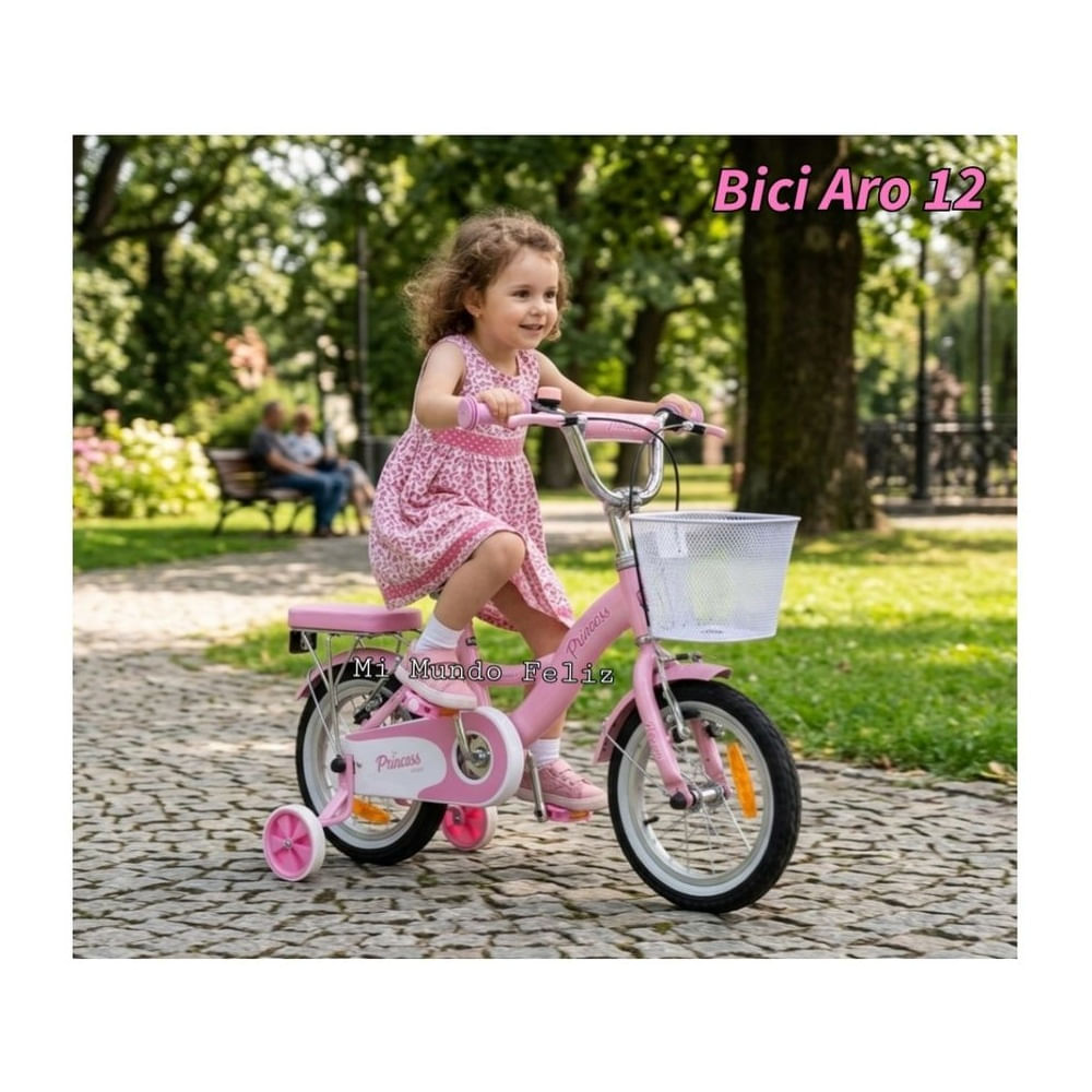 Bicicleta para Niña Aro 12 con Canasta Rosado Pastel