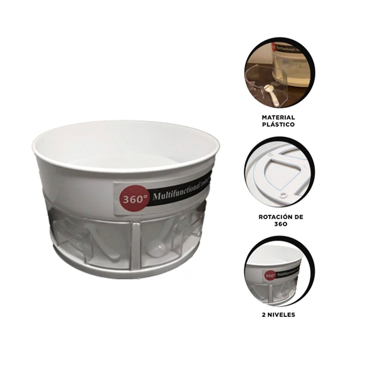 Organizador Giratorio 360 Grados Practico 2 Niveles Blanco Hogar YLigas Regalo