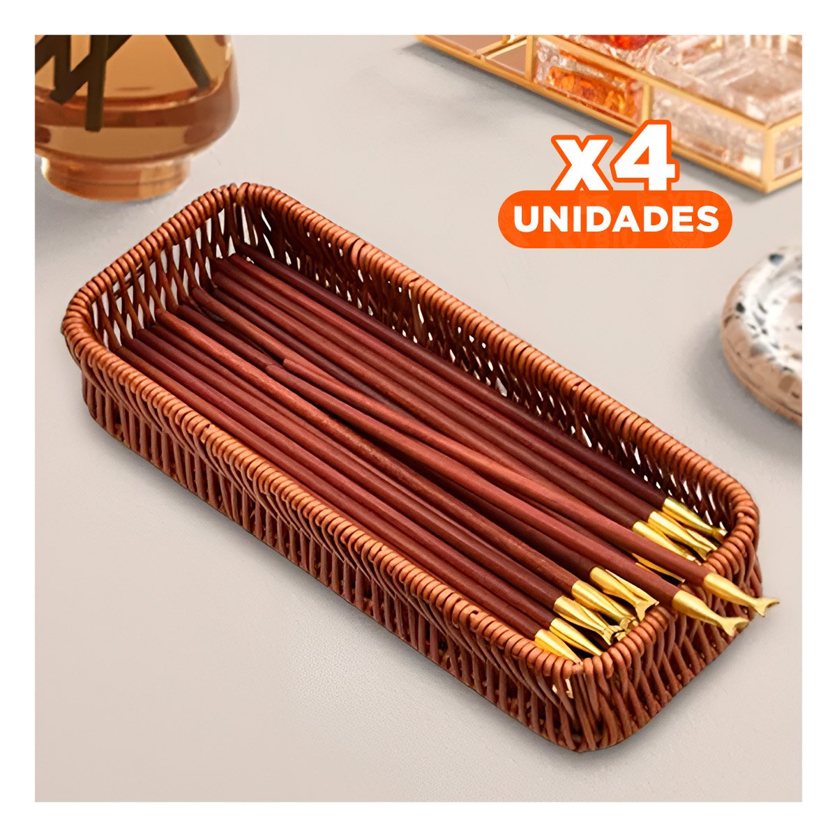 Pack4 Bandeja Organizadora Tejida Multiuso Rectangular Marron para Espacios YPapel Regalo