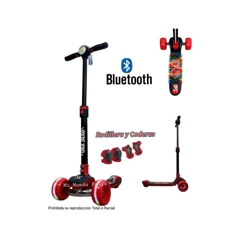 Scooter para Niños Plegable con Bluetooth Luces Red Blacking