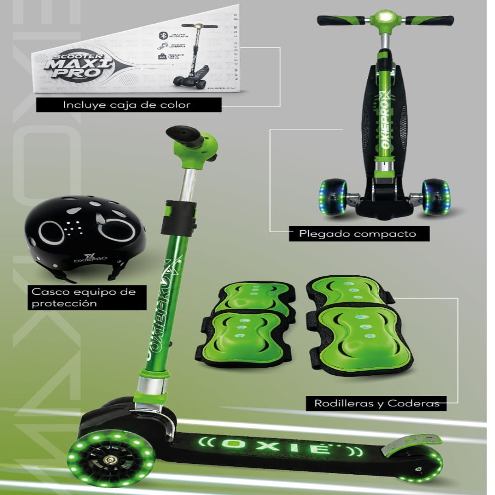 Scooter Para Niños Con Bluetooth 7 Niveles 3 A 15 Años Set