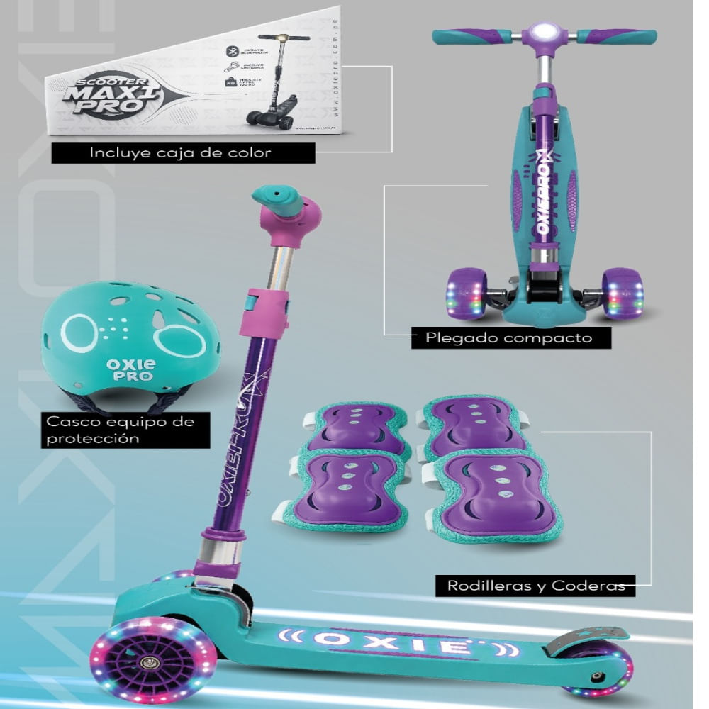 Scooter Para Niños Con Bluetooth 7 Niveles 3 A 15 Años Con Set