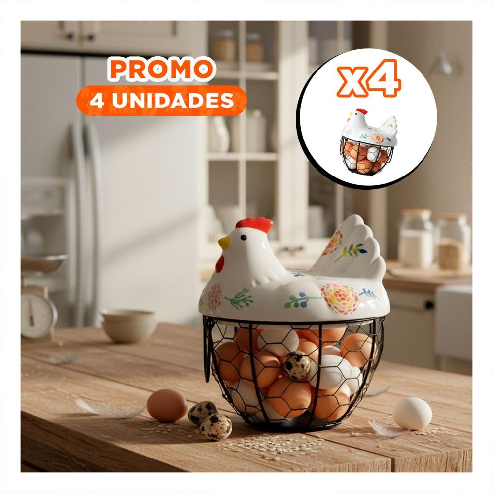 Pack4 Organizador de Mesa Huevos Gallina Metal Blanco y Negro para Orden Diario YPapel Regalo