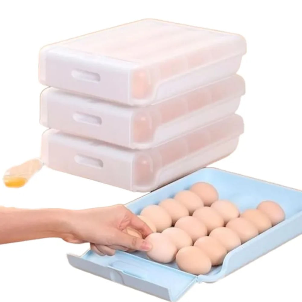 Set de 3 Organizadores de Huevos – Prácticos y Apilables