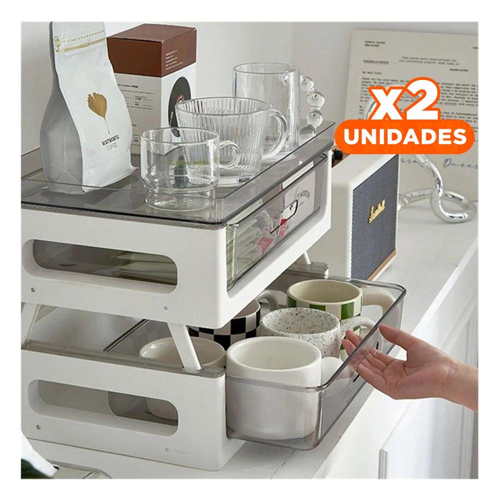 Pack2 Modulo Compacto de 2 Niveles para Te y Tazas para Ordenar 39.5x27x23.5cm YPapel Regalo