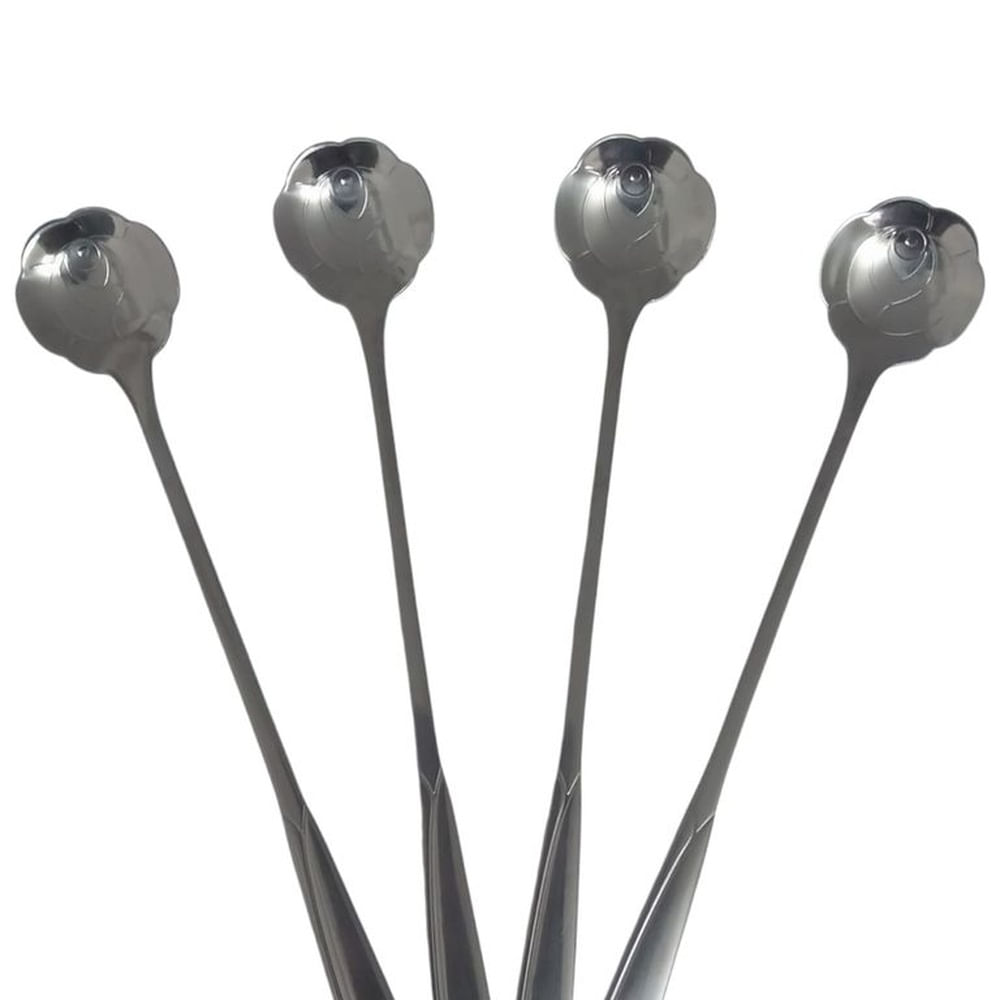 Combo 4 Cucharas Acero Inox – Diseño Rosa -Toque Moderno
