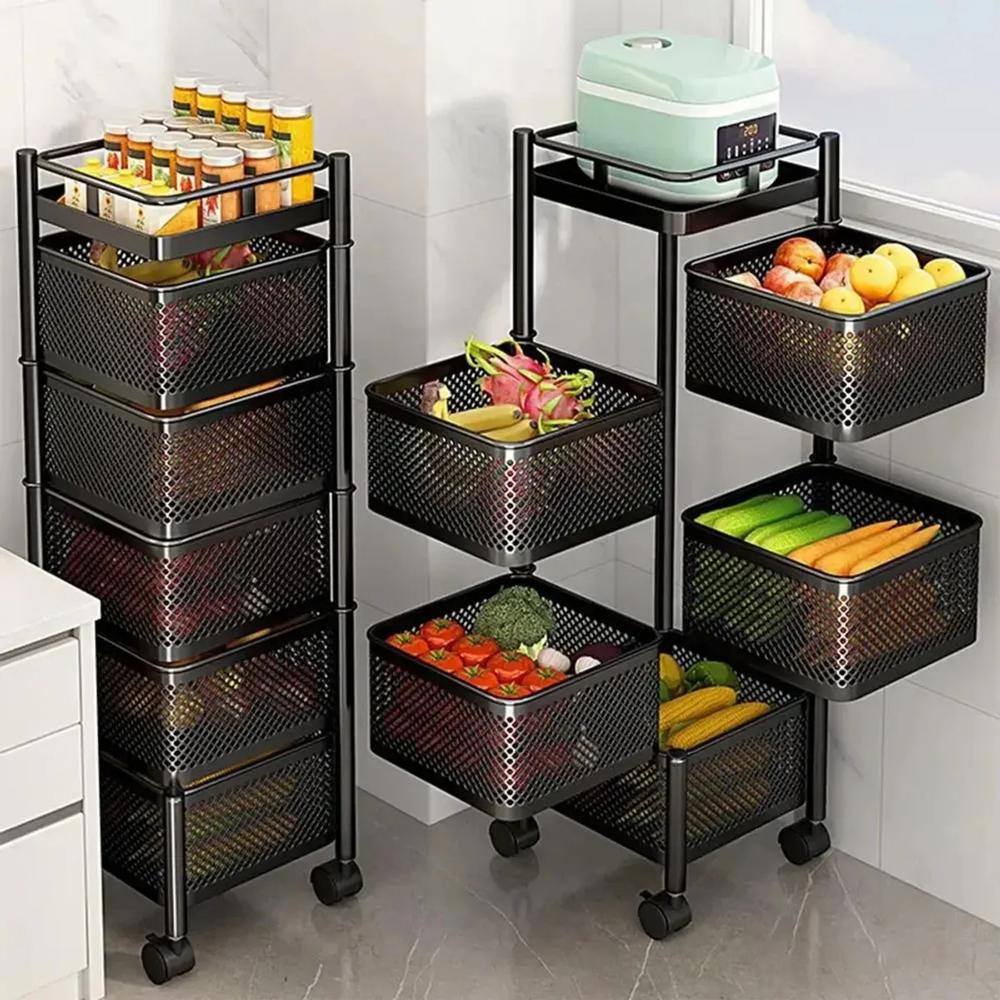 Organizador de Verduras y alimentos Cuadrado de 5 Niveles Color Negro.