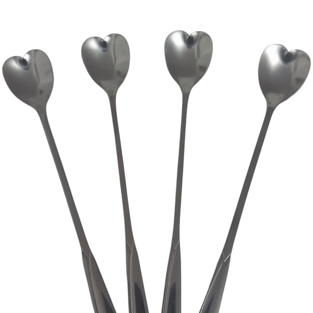 Cucharas Corazón Largas Chic x4 und  Acero Inoxidable