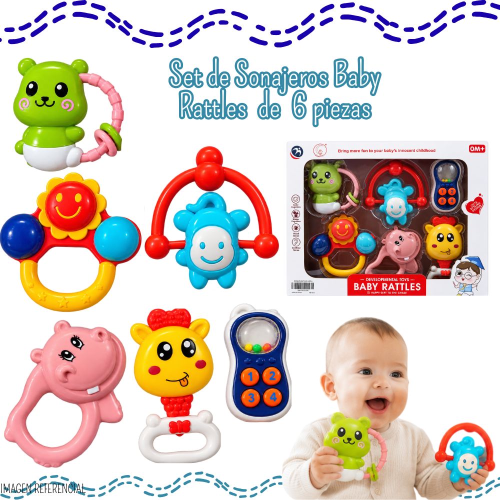 SET DE SONAJEROS BABY RATTLES 6 PIEZAS