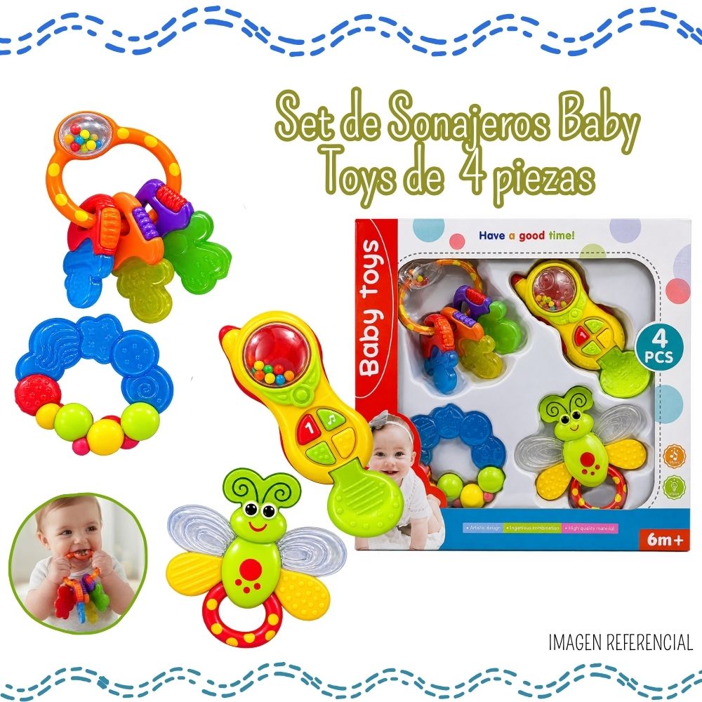 SET DE SONAJEROS BABY TOYS 4 PIEZAS