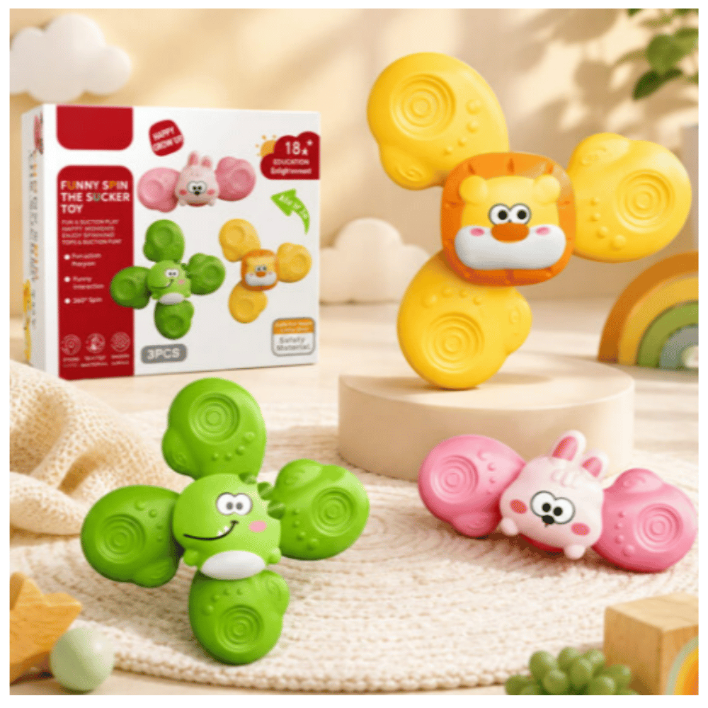 SET SPINNER ANIMALITOS CON VENTOSAS 3 PIEZAS