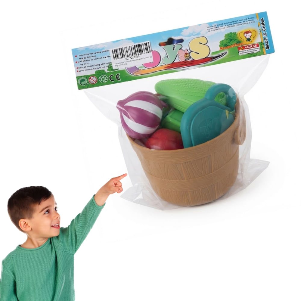 Juguete Canasta de Frutas y Verduras para Cortar de Plastico Toys