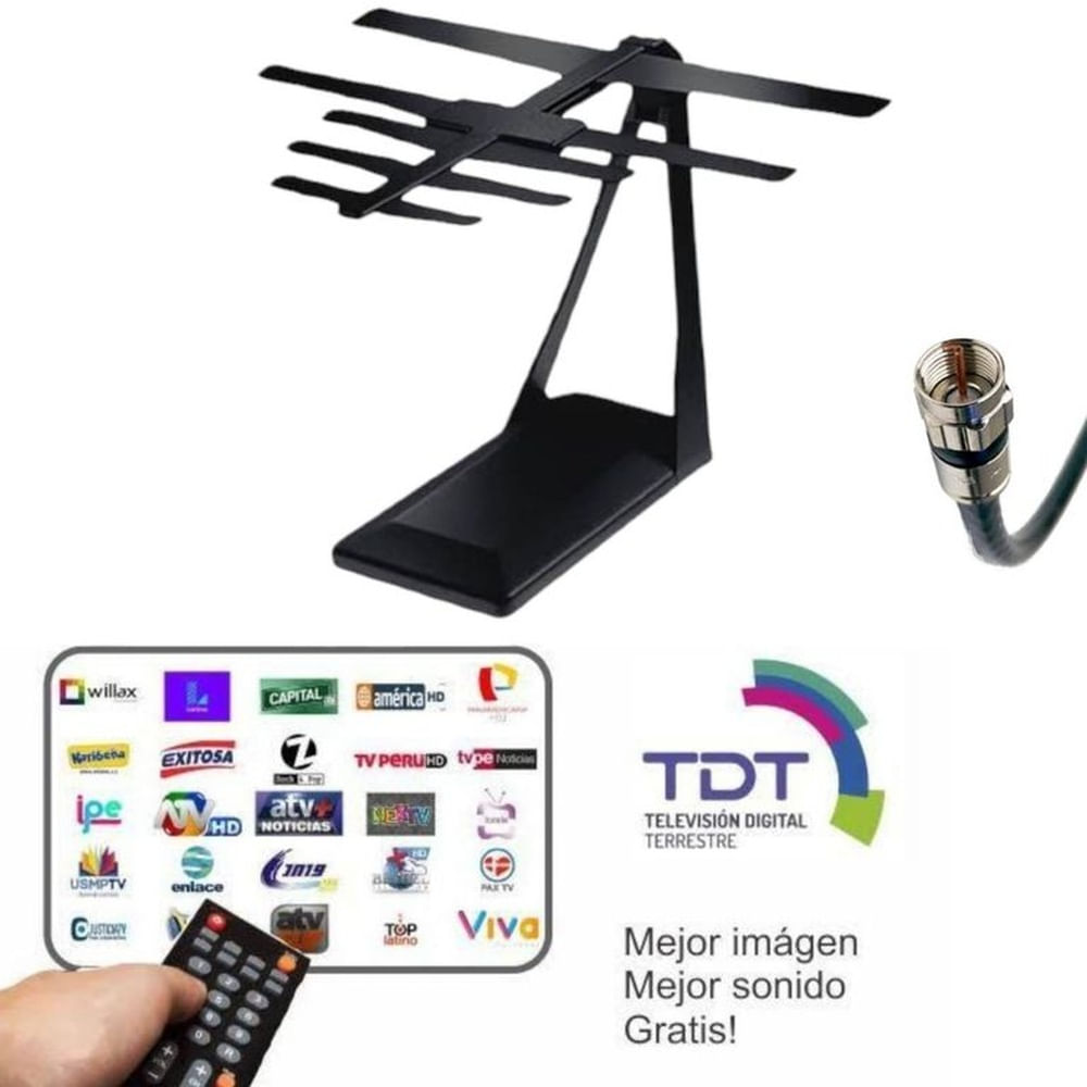 Antena HDTV Para TV LCD Smart TV VHF-UHF Señal Digital Cable 130cm