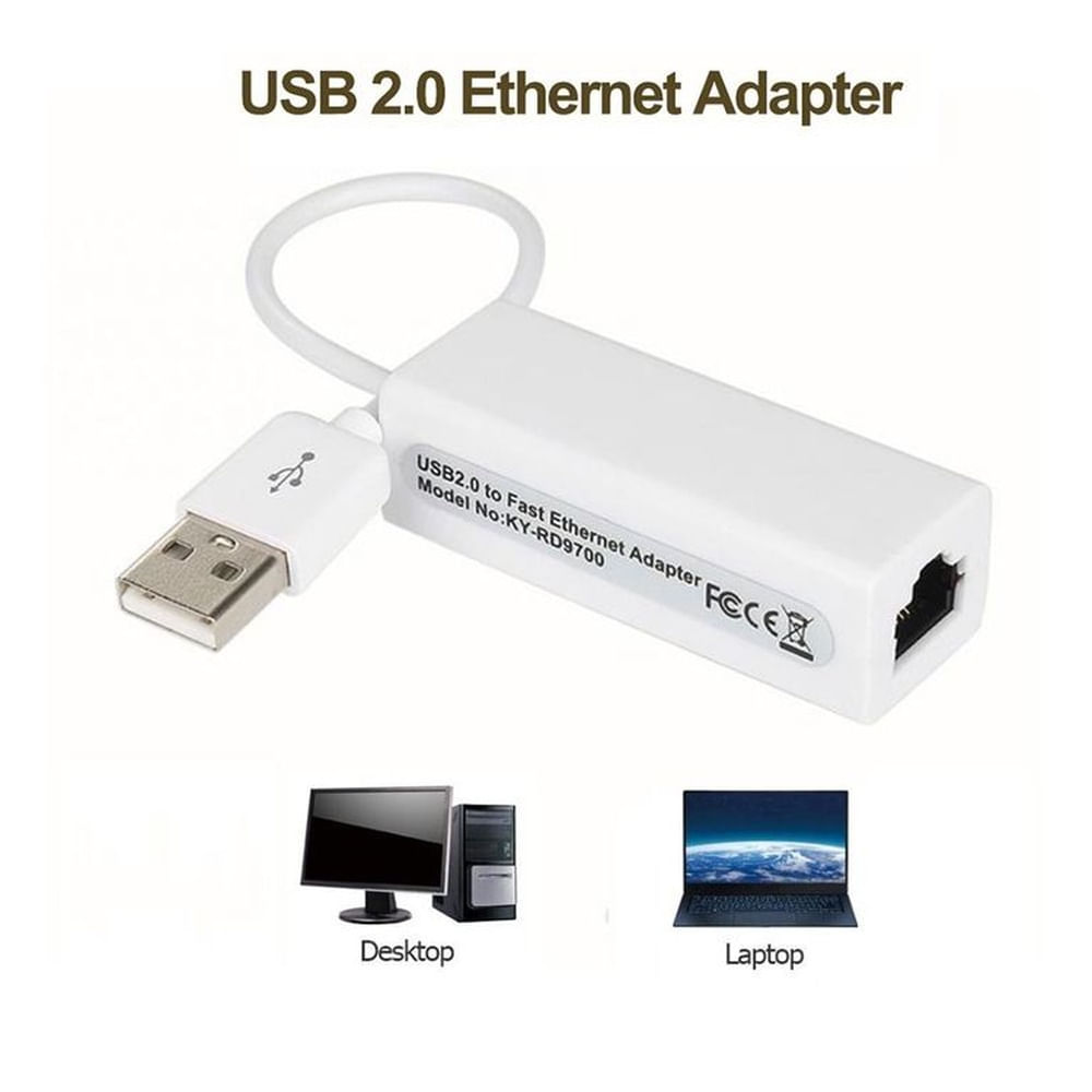 Adaptador USB 2.0 a Rj45 LAN Ethernet 10/100 Mbps Computador