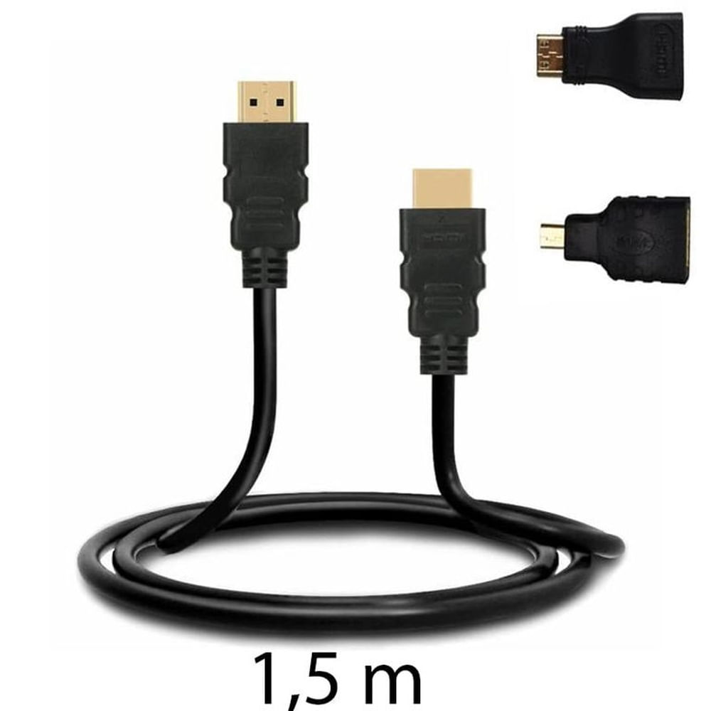 Cable HDMI 3 en 1 para HDTV y Mini HDMI y Micro HDMI 150cm