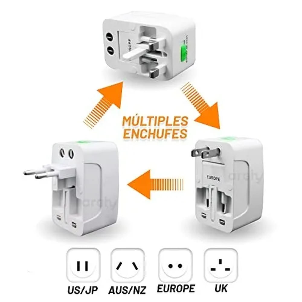 Adaptador de Enchufe Internacional Universal Europa USA y Más Todo en Uno Viajero
