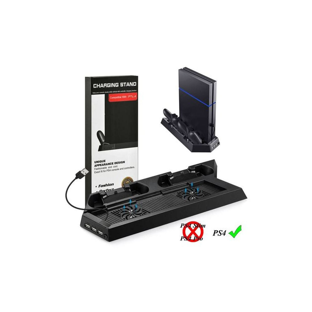Base para PS4 Soporte Cooler Cargador de Mandos Doble Ventilador