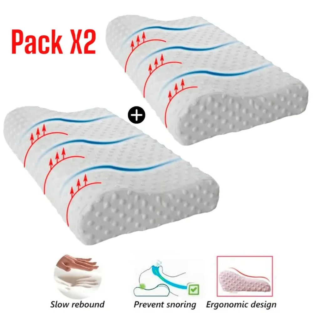 Combo X2 Almohada Ortopedica Evita Ronquidos Viscoelastica 2 Piezas