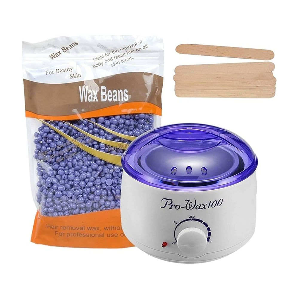 Kit Depilación Profesional Olla Derretidor + Cera 100g + Palitos Aplicadores