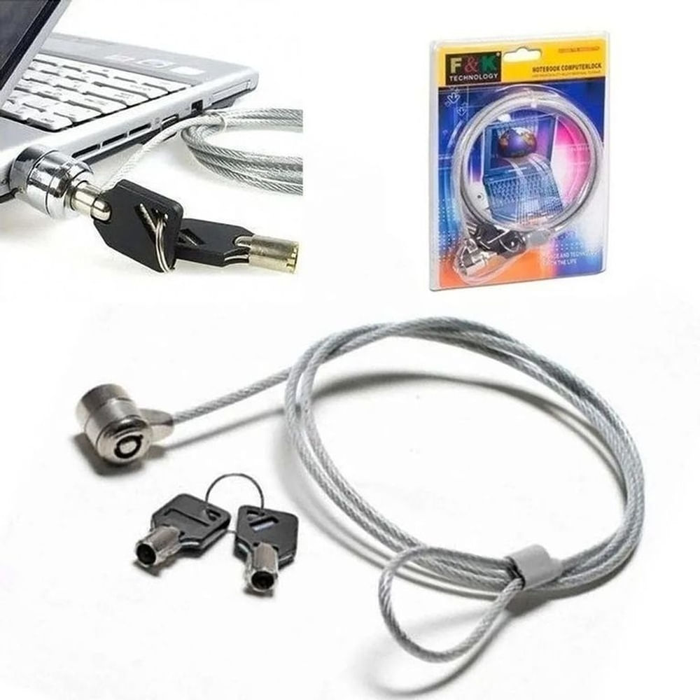 Cadena Cable de Acero con Llave Antirrobo para Laptop de Acero 110cm