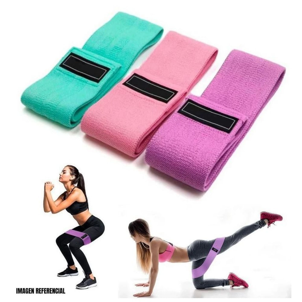 Kit 3 Bandas Elásticas de Tela para Piernas - Ligas de Resistencia Antideslizantes Pro Multicolor