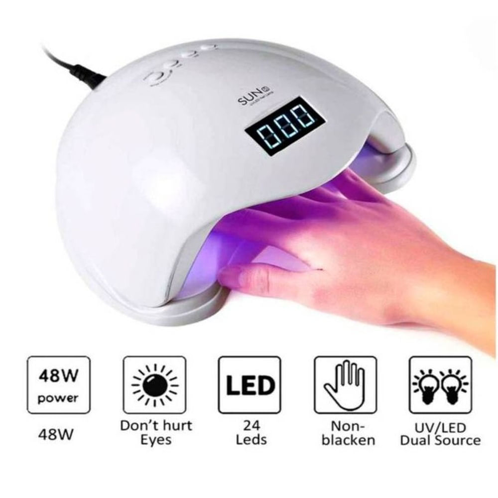 Lámpara de Uñas UVLED Profesional 48W - Secador de Esmalte Gel Permanente y Acrílico