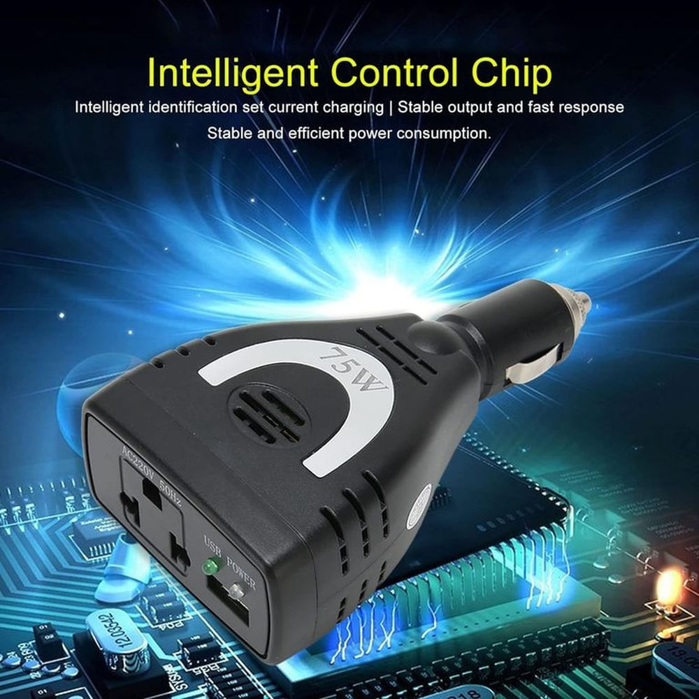 Inversor de Corriente para Auto de 12v A 220v USB 75W