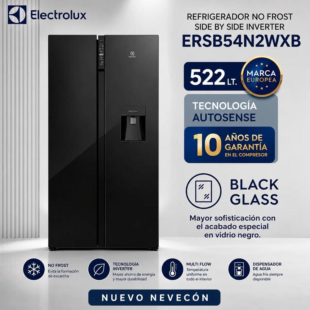 Refrigeradora Electrolux No Frost Side by Side Inverter 522 L Black - ERSB54N2WXB