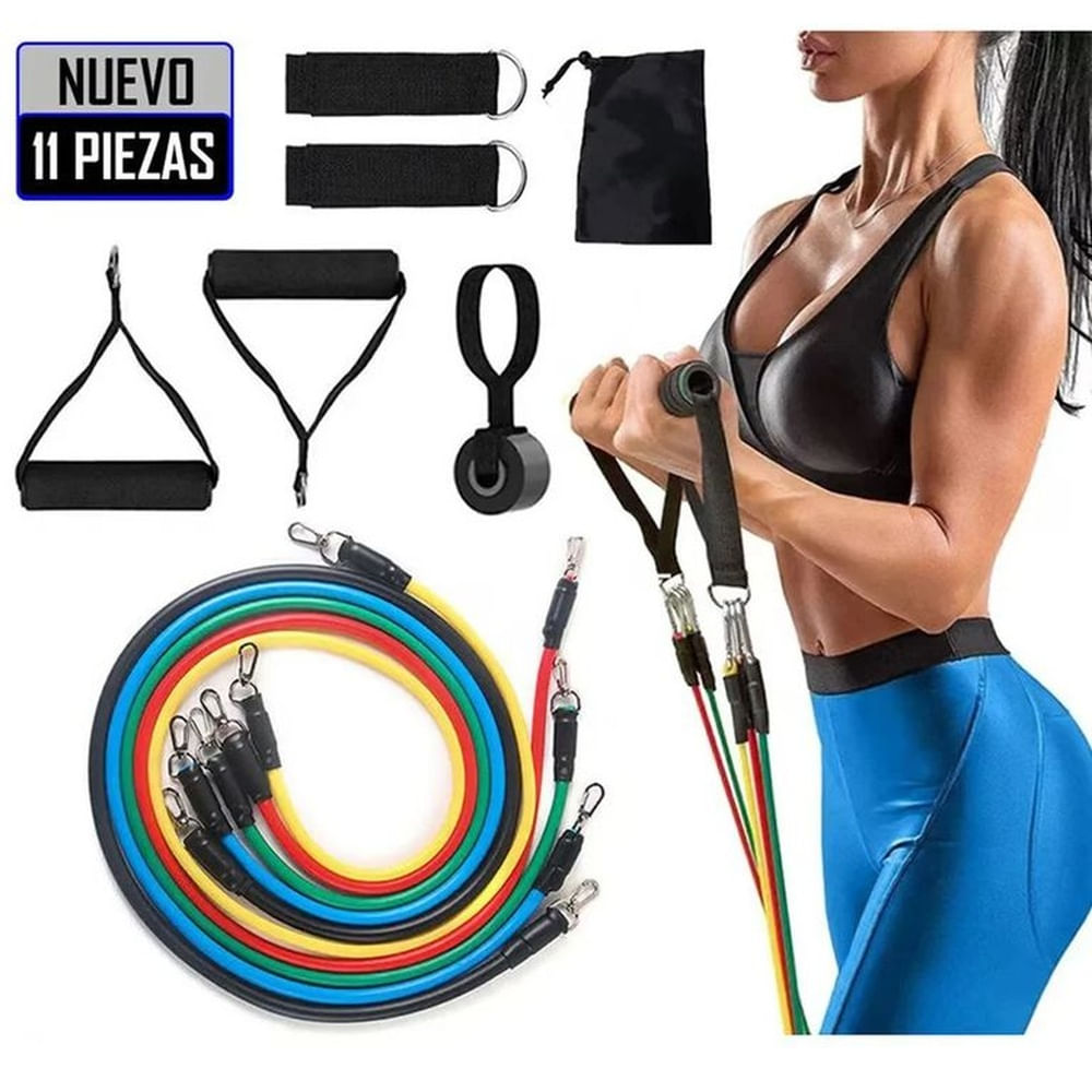 Kit Bandas Elásticas de Ejercicio Crossfit y Yoga - 5 Niveles de Resistencia con Accesorios Multicolor